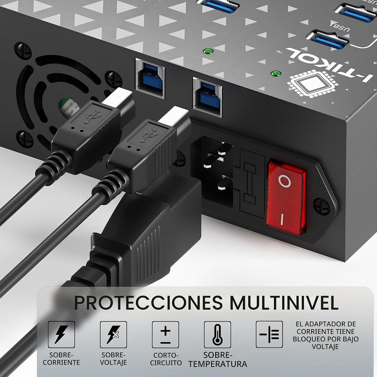 I-Tikol, 213P, hub USB 3.0 de 20 puertos, adaptador 5V/22A