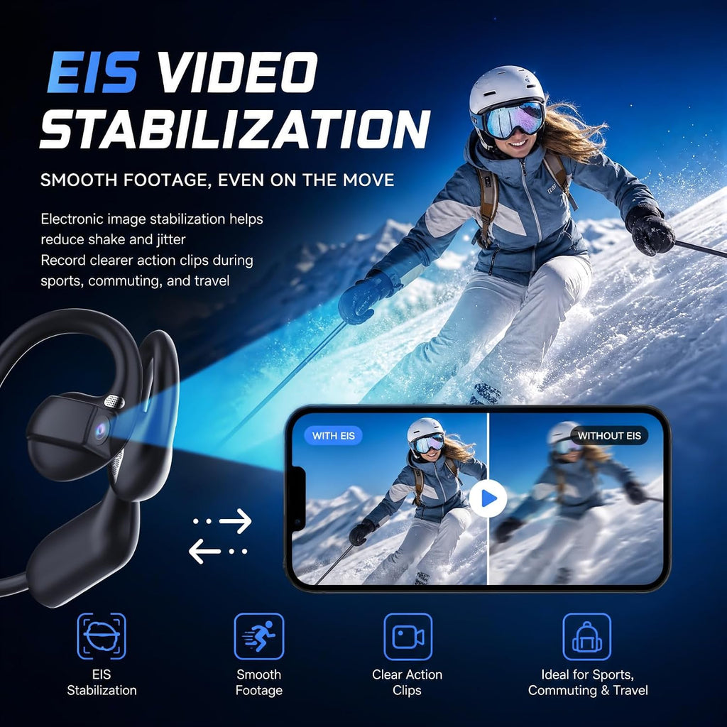 MONODEAL E12 Auriculares inteligentes de conducción ósea con cámara
