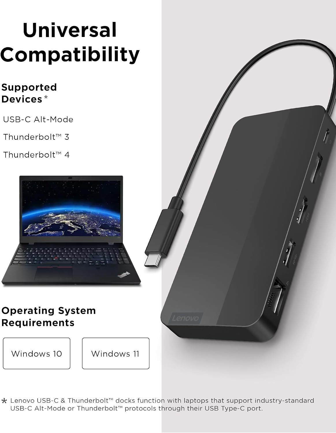 Lenovo Base de viaje USB-C de doble pantalla con adaptador de corri...