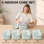 Cubos de embalaje de compresión para viajes, juego de 4 cubos de embalaje ligeros para maletas y mochilas, organizador que ahorra espacio para ropa, Verde claro 4M