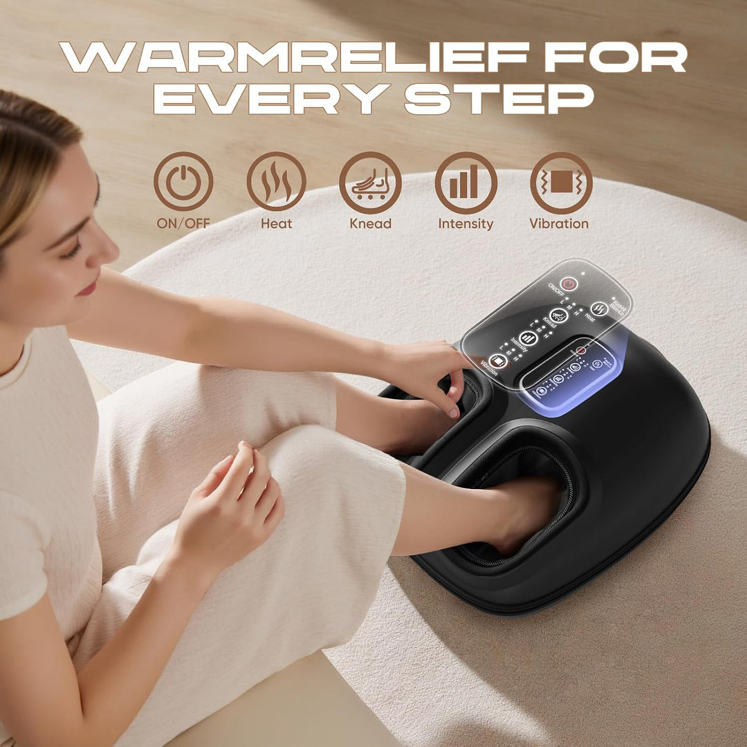 Masajeador de pies con compresión de calor, vibración y rodadura, a...