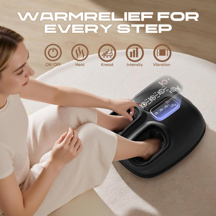 Masajeador de pies con compresión de calor, vibración y rodadura, a...
