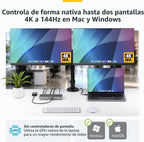 StarTech Base USB 4 sin controlador, doble 4K 144Hz para Mac y Windows, 100