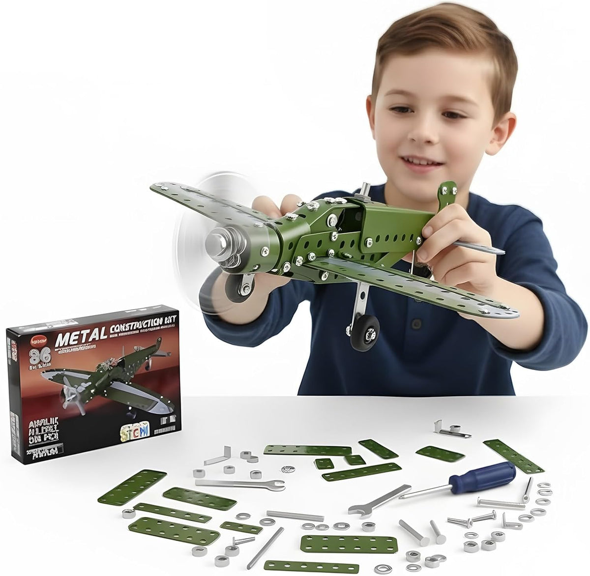 STEM Kit de construcción de aviones de metal para niños, juego de