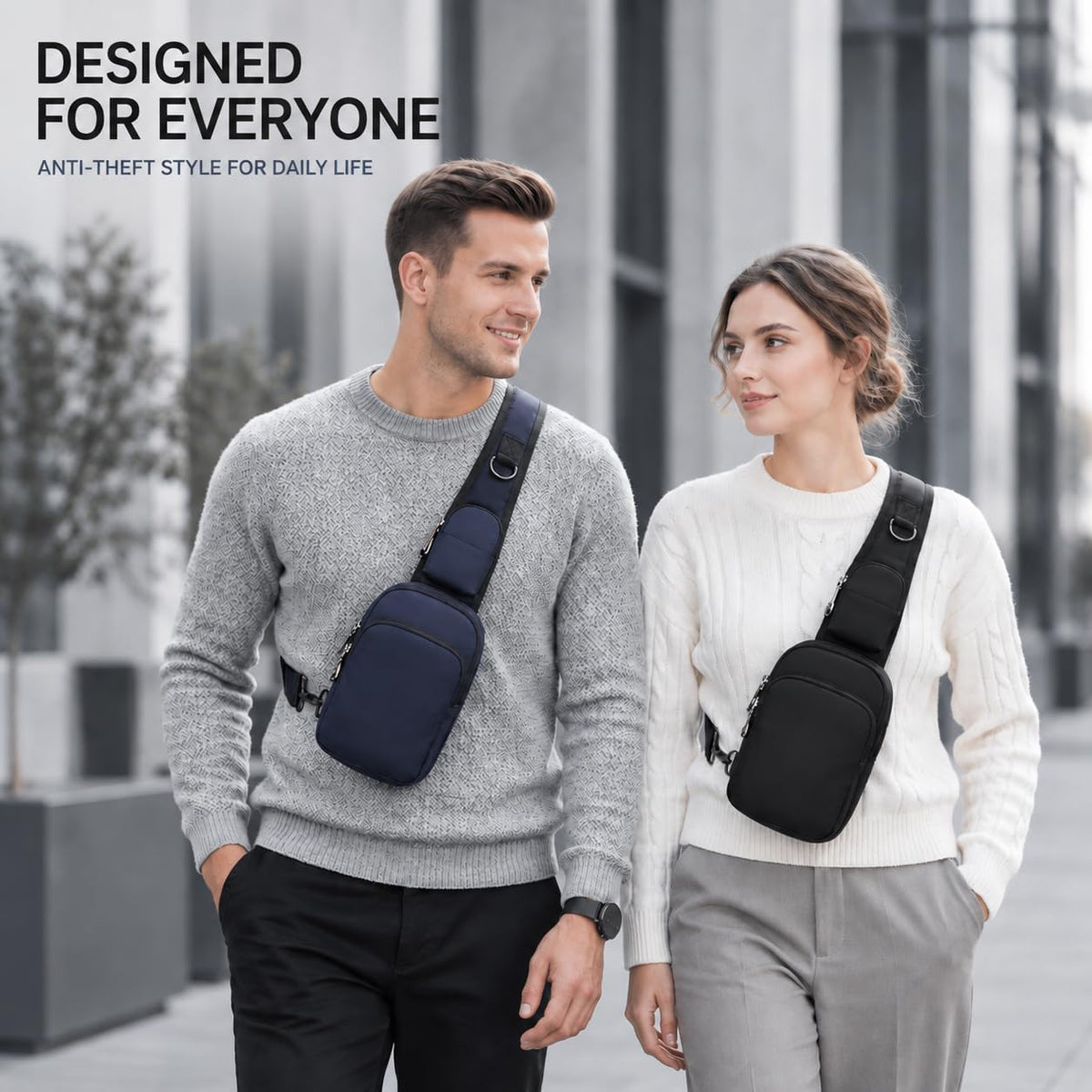 Bolso bandolera antirrobo, bandolera compacta con bloqueo RFID