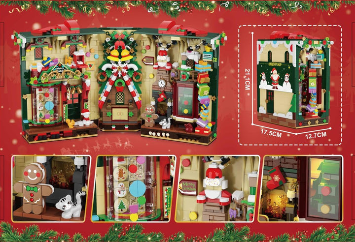 Juego de construcción de rincón de libro de Navidad con