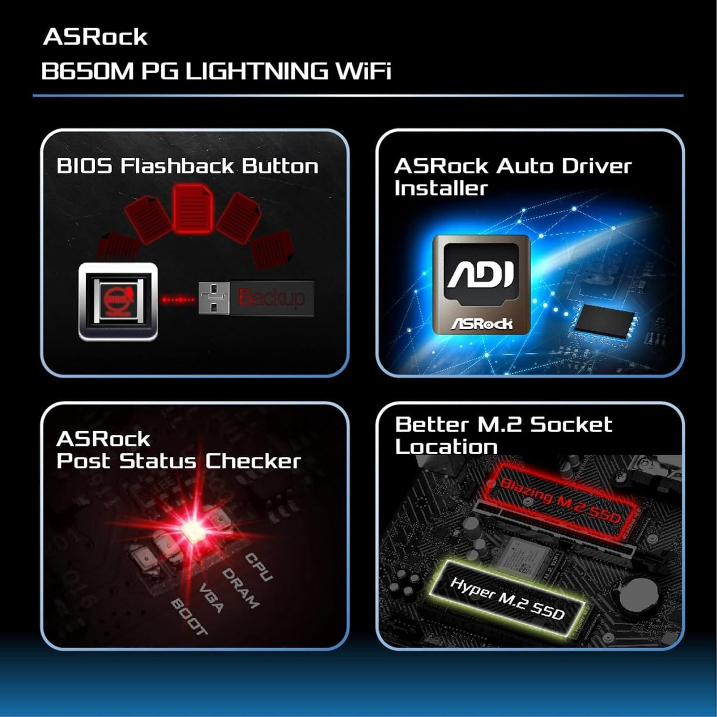 ASRock B650M PG Lightning WiFi 6E AMD Ryzen Serie 9000\/8000\/7000...