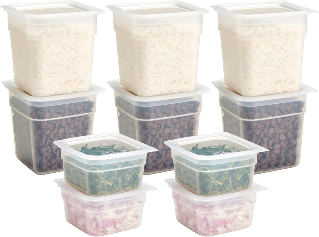 Cambro - Recipientes de almacenamiento de alimentos con tapas, translúcidos (seguros para microondas y sin BPA), contenedor de almacenamiento de alimentos de 16 y 32 onzas (juego de 20 piezas)