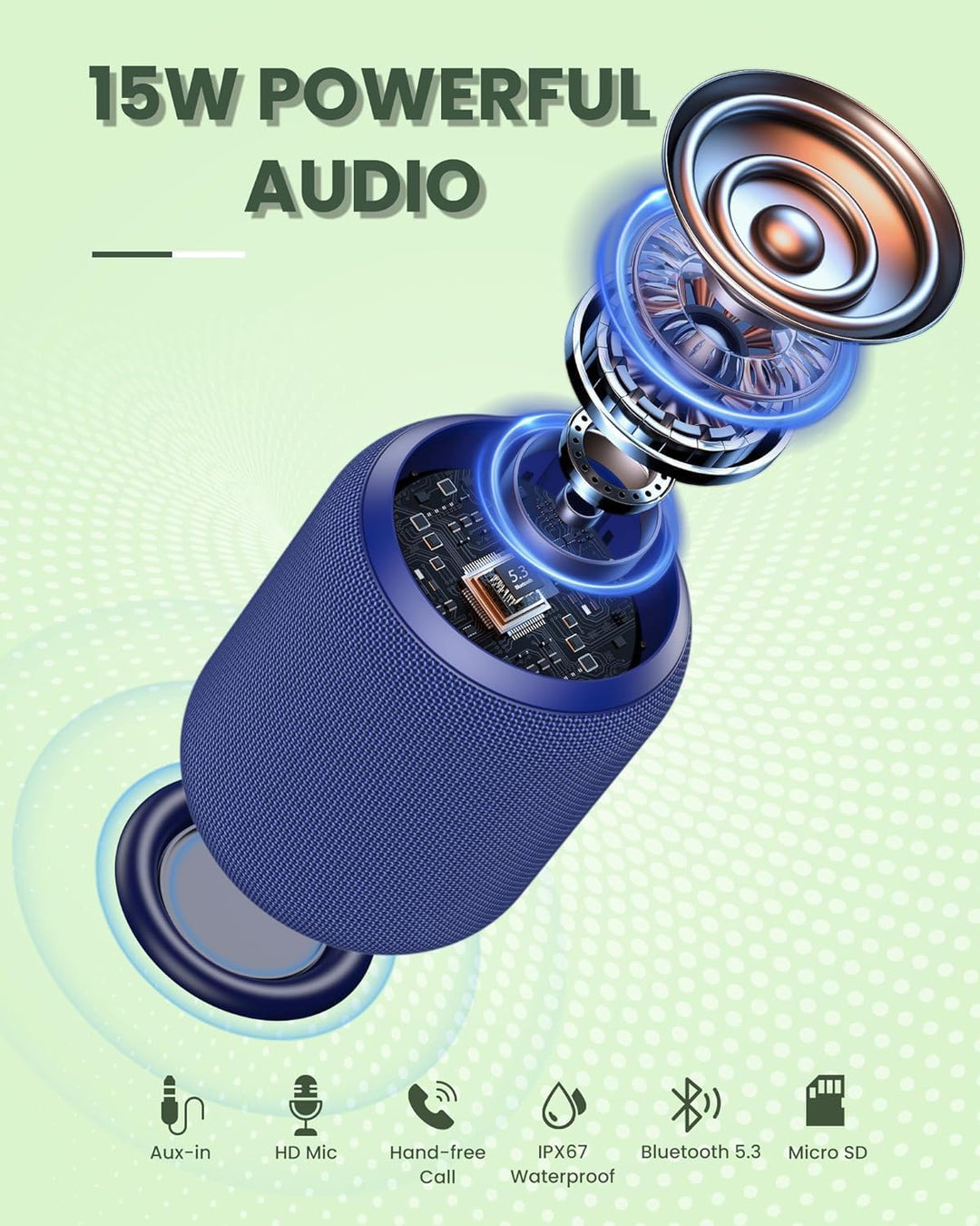 NOTABRICK Altavoces Bluetooth, altavoces portátiles de 15 W Bluetoo...
