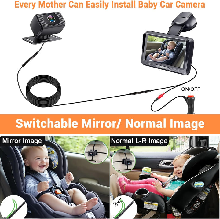 Rohent Monitor de Coche para Bebés para Recién Nacidos - Cámara HD...