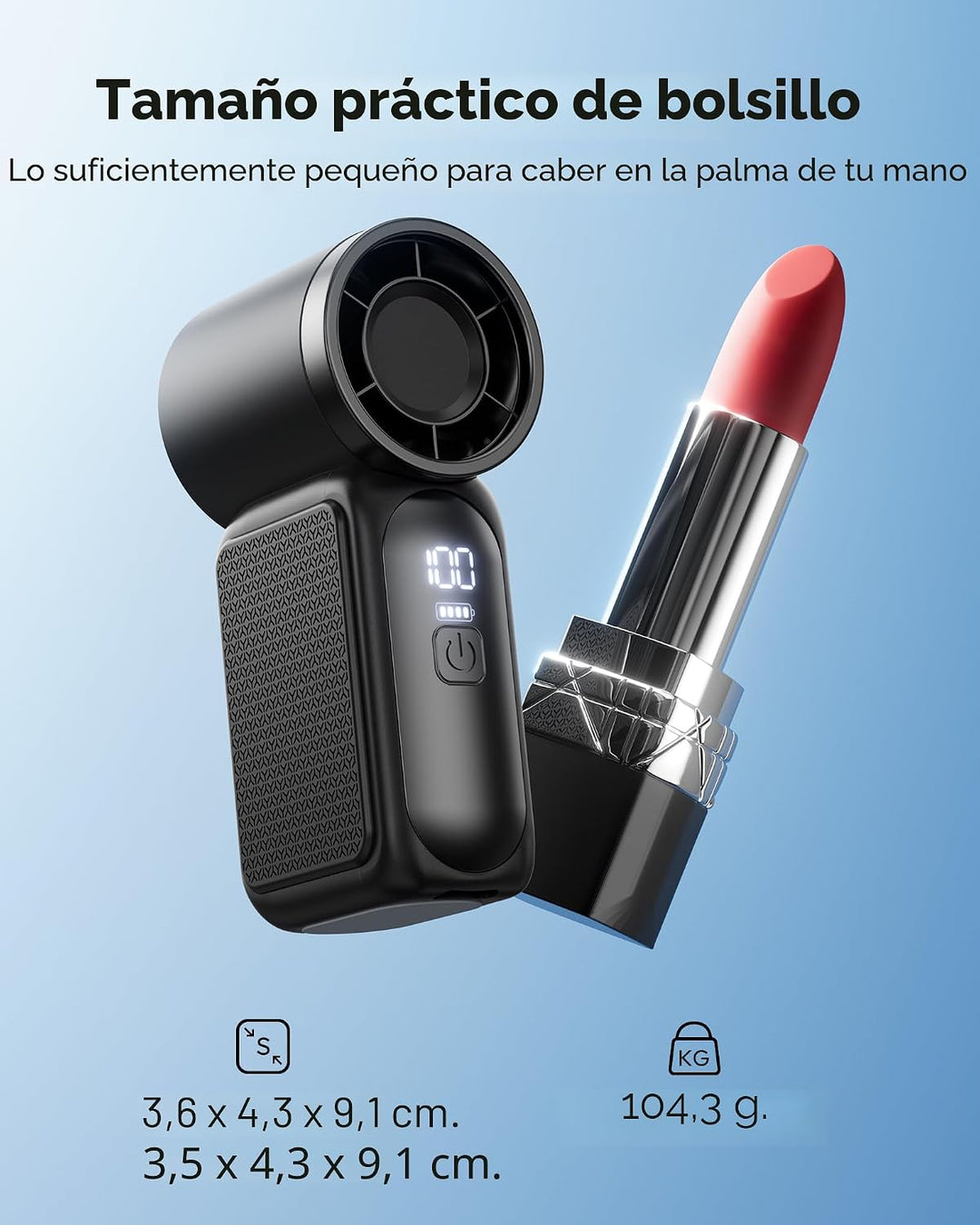 Gaiatop Mini ventilador portátil de mano, 6 velocidades 16900 RPM,...