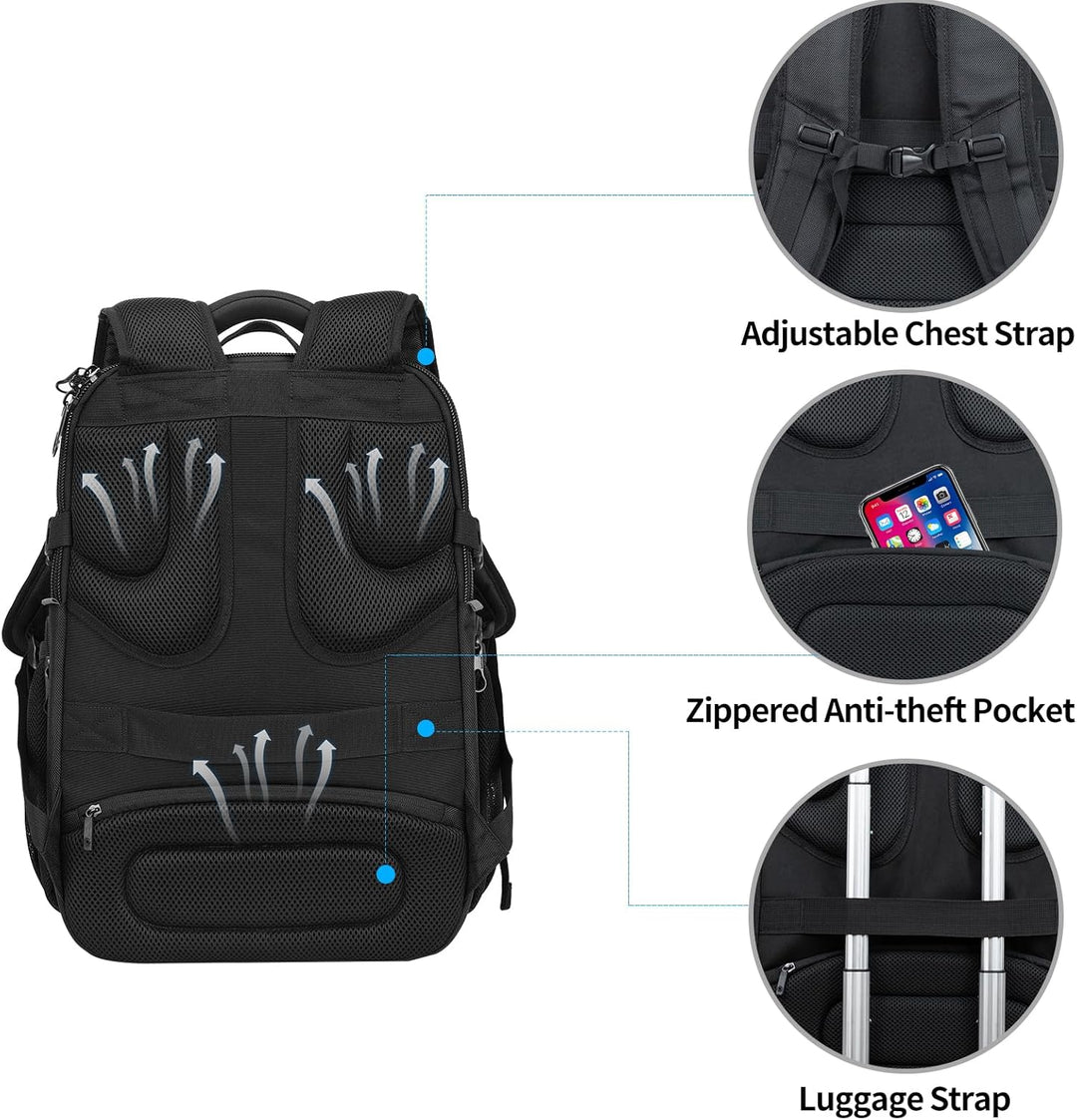 KROSER Mochila de viaje para laptop, Negro\/Azul neblina-18.4, 18,4...