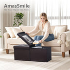 AmasSmile Banco de almacenamiento otomano reposapiés, pecho plegable de