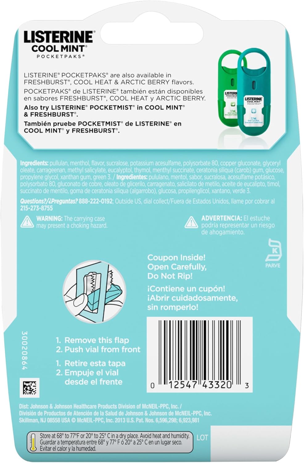 Listerine PocketPaks - Tiras de aliento, menta fresca, paquete de 2...