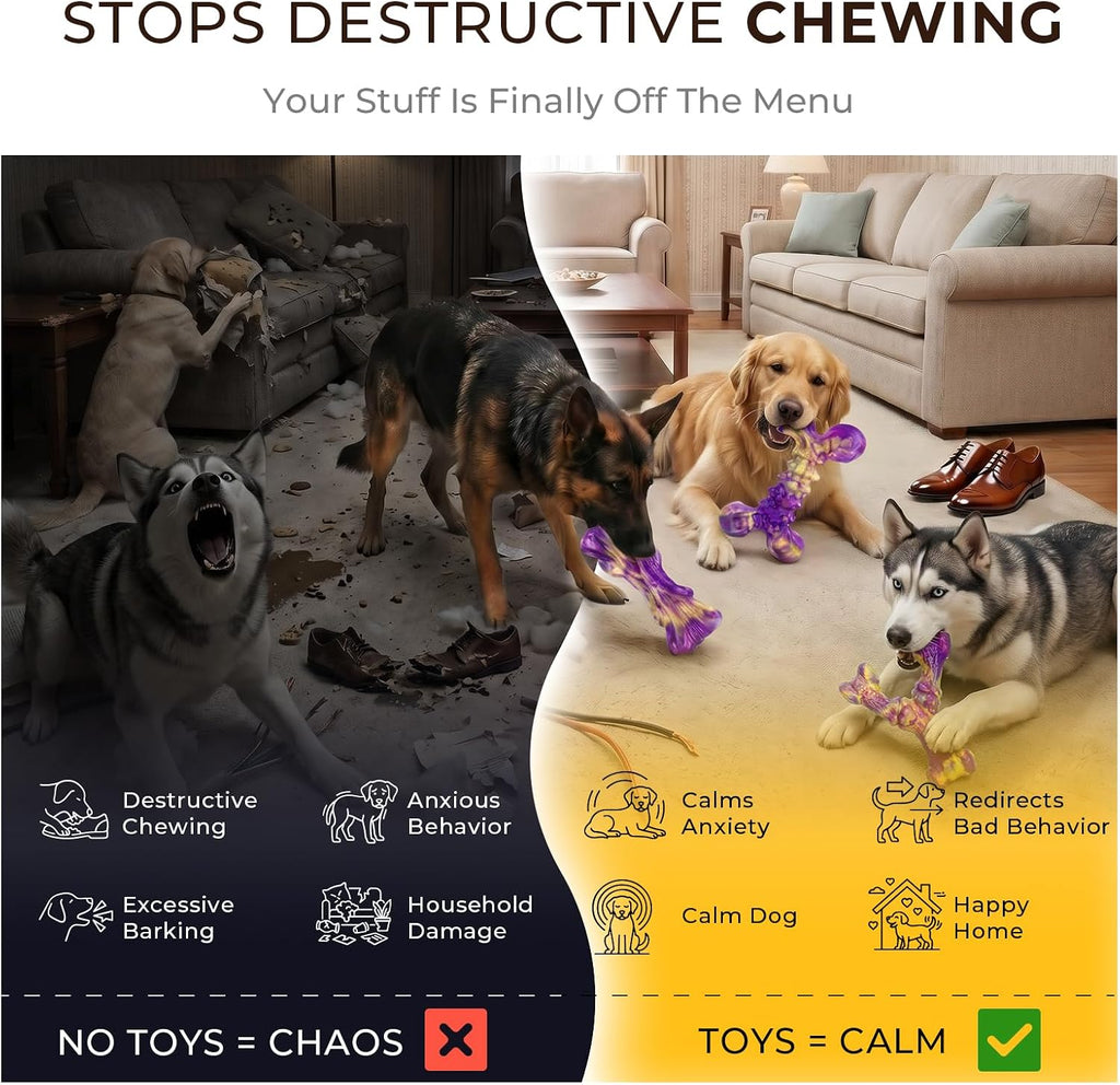 Kseroo Paquete de 3 juguetes masticables resistentes con sabor a pollo para