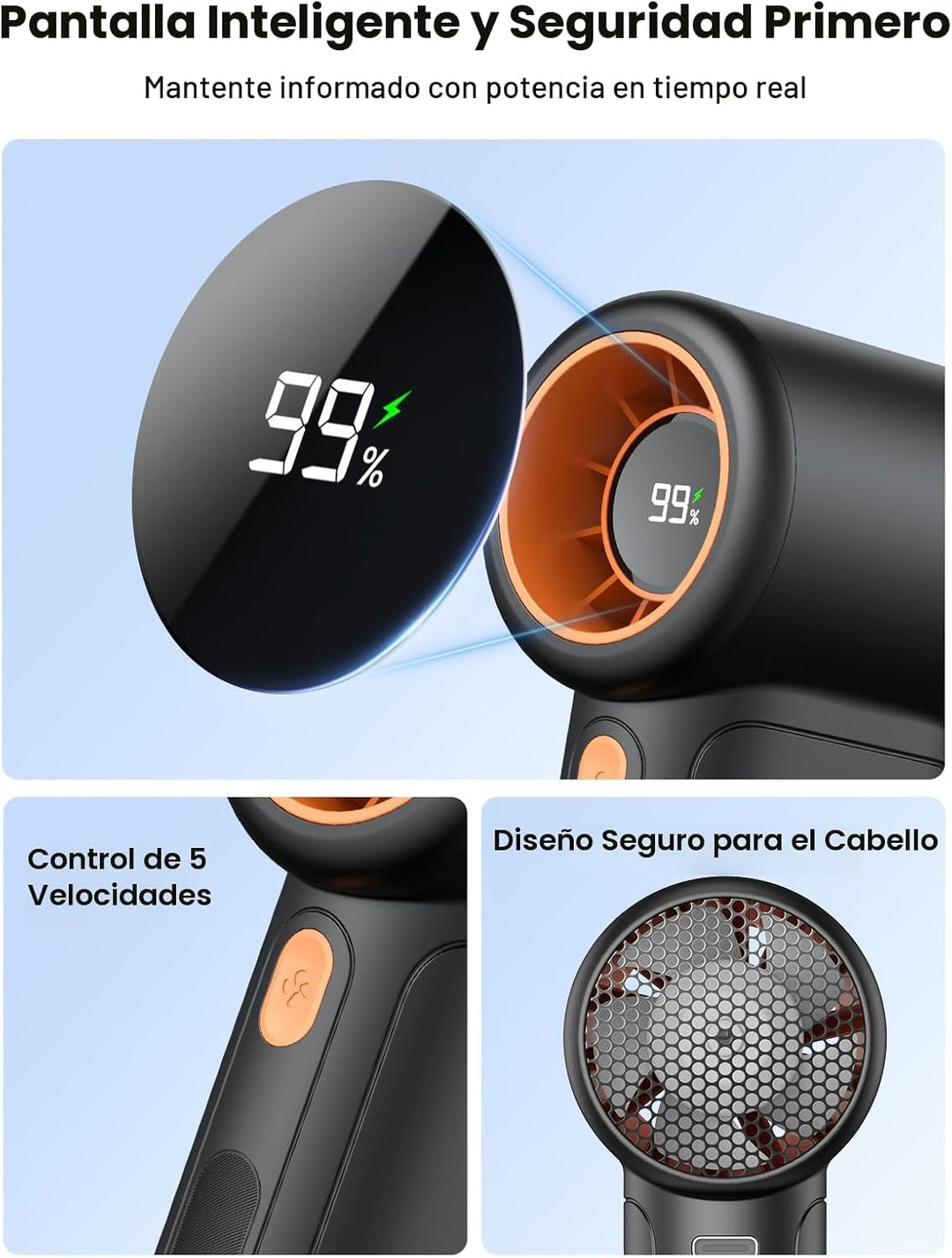 Warmco Ventilador de mano portátil Turbo de 10000mAh | Tiempo de ej...
