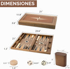 GSE Games & Sports Expert Juego de tablero de backgammon plegable de madera de alta calidad, juegos de mesa clásicos tradicionales de estrategia (estrella, 21 pulgadas)