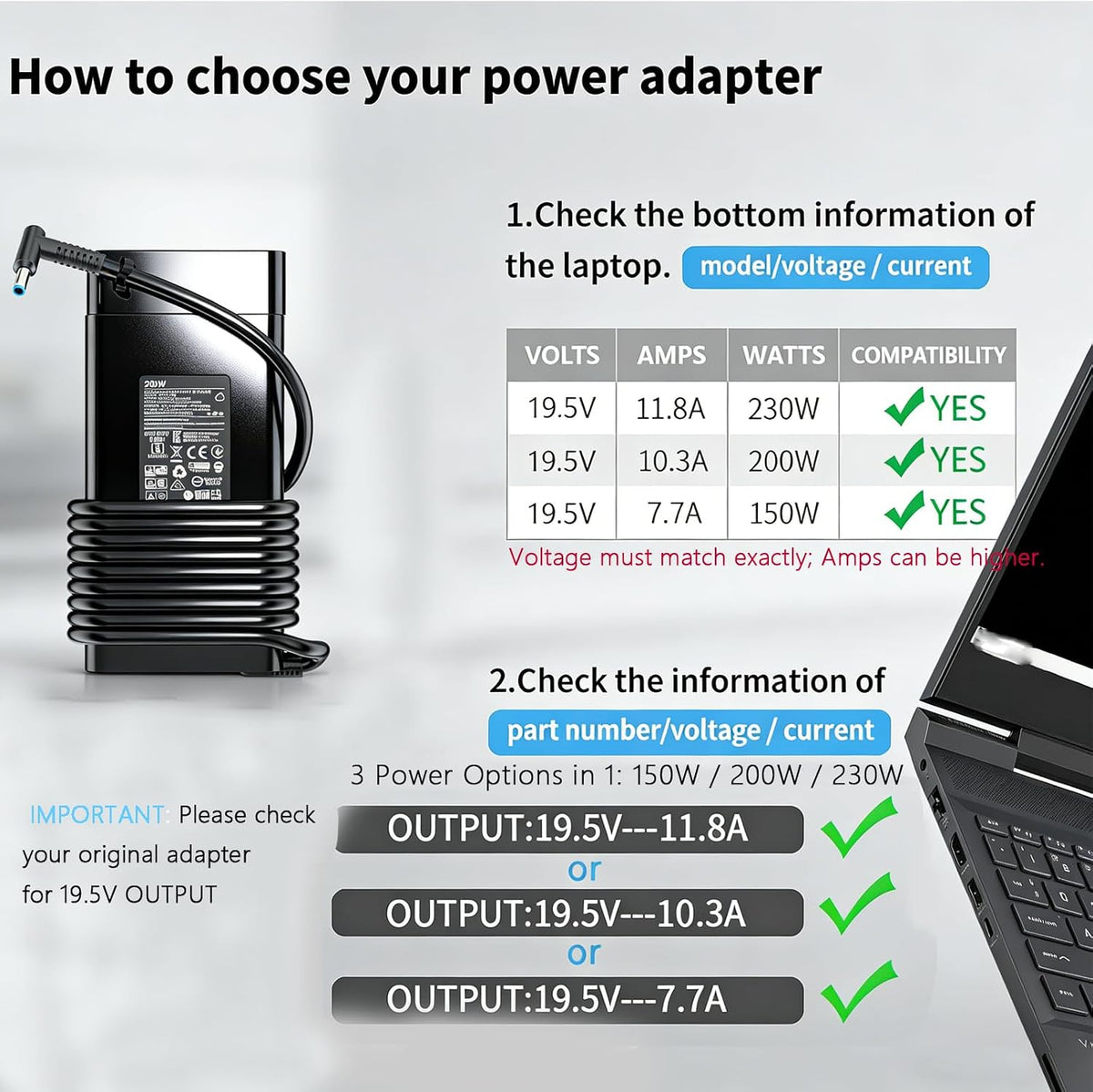 Cargador para portátil de 230 W, 200 W, repuesto para Hp Omen 15 16 17 Transcend Victus 15 16 Pavilion Gaming/Envy/Zbook Fury 17 16 G9 g10 g8 Tpn-La10 M41303-001ac adaptador de cable de alimentación