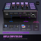 FIFINE Mezclador de audio para juegos, mezclador de PC RGB para streaming con interfaz de micrófono XLR, control individual, atenuador de volumen, botón de silencio, alimentación fantasma de 48 V