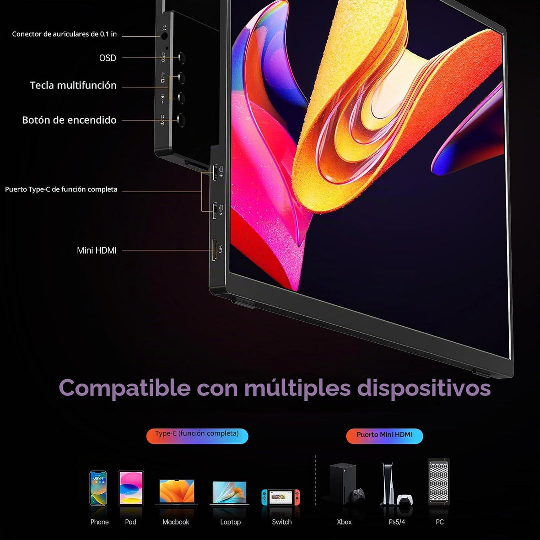 VILVA 14" 1200p USB-C HDMI HDR Monitor portátil | 14" 1200p...