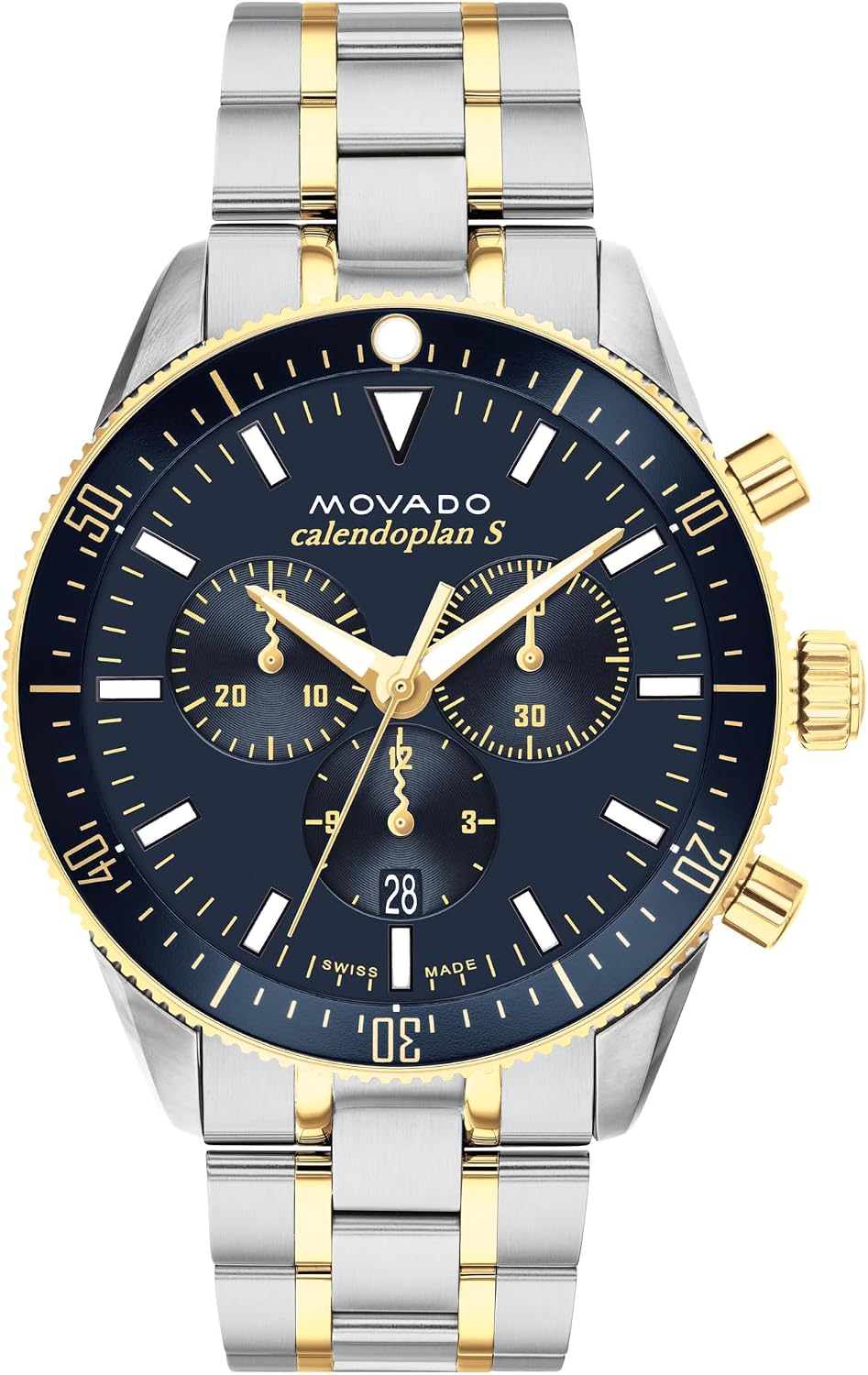 Movado Heritage Series Calendoplan S Reloj para Hombre - Movimiento Cronógrafo Suizo de Cuarzo, Pulsera de eslabones de Acero Inoxidable - Resistencia al Agua 5 ATM - Reloj de Moda Clásico y de Lujo para Él - 42 mm