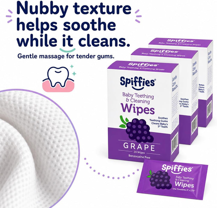 Spiffies Toallitas de dientes para el cuidado bucal del bebé, pañue...