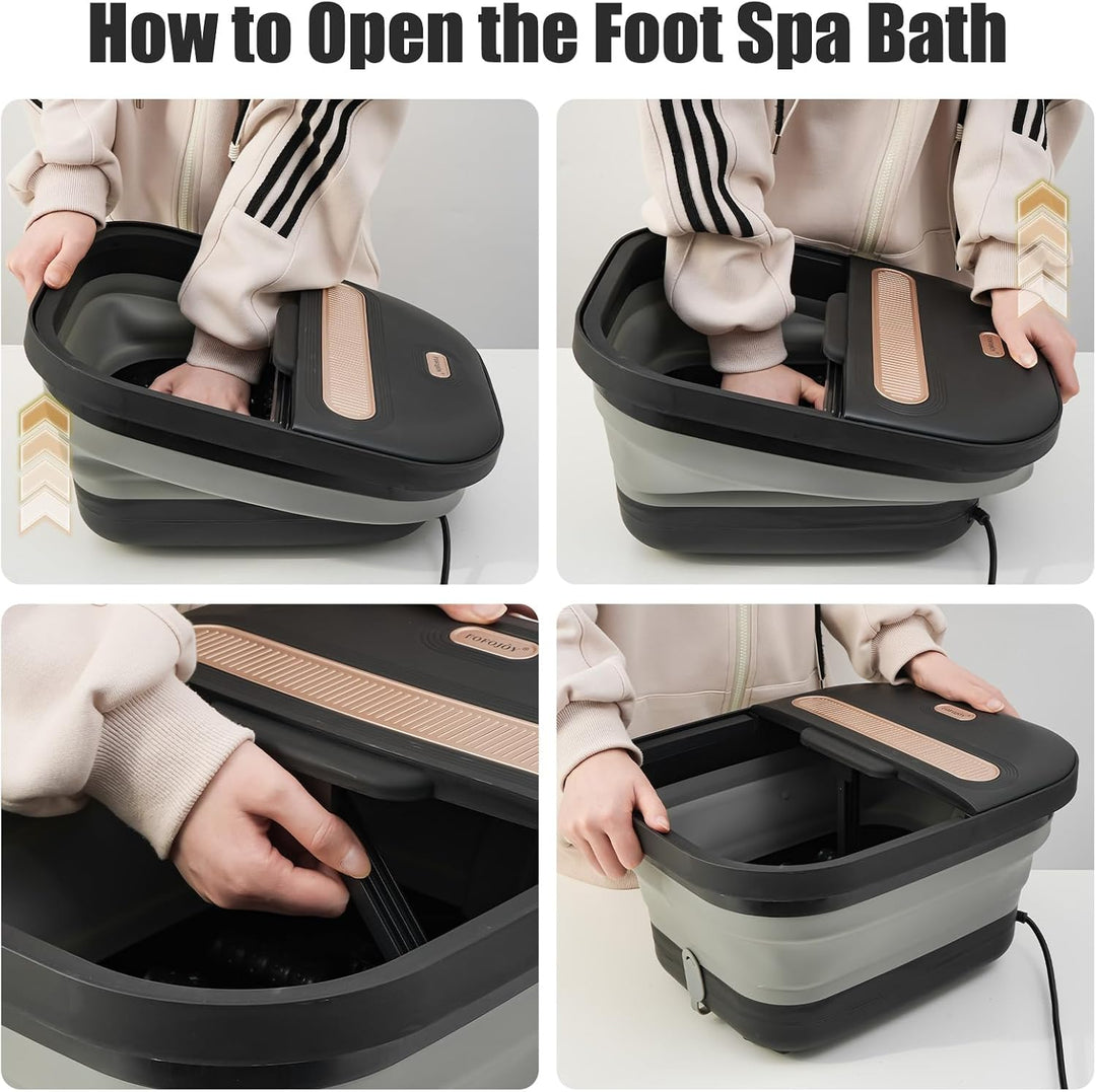 FOFOJÔY Tina de spa de pies plegable con masajeador y chorros de ca...