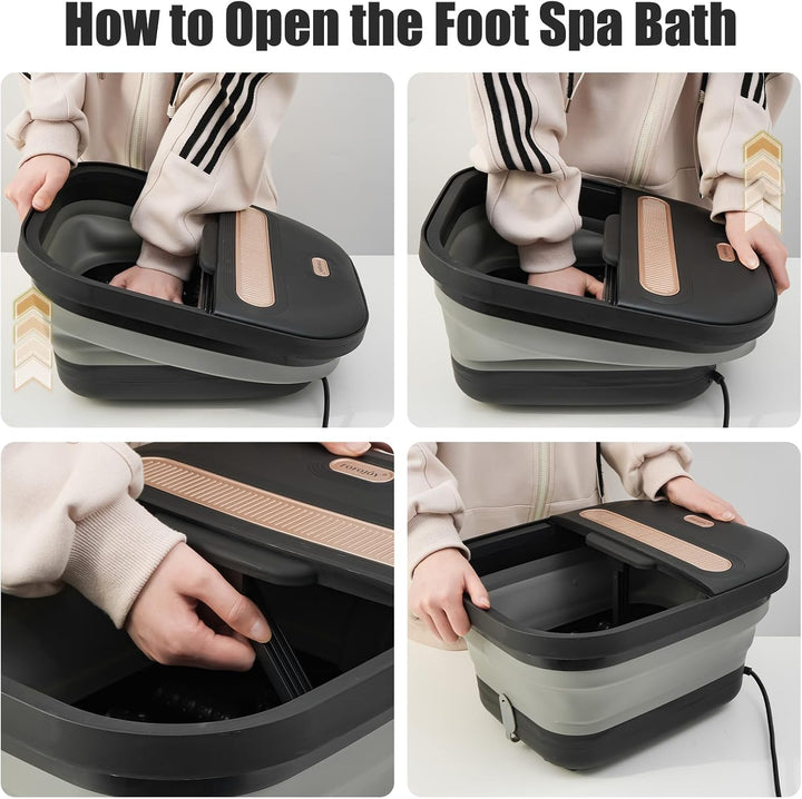 FOFOJÔY Tina de spa de pies plegable con masajeador y chorros de ca...