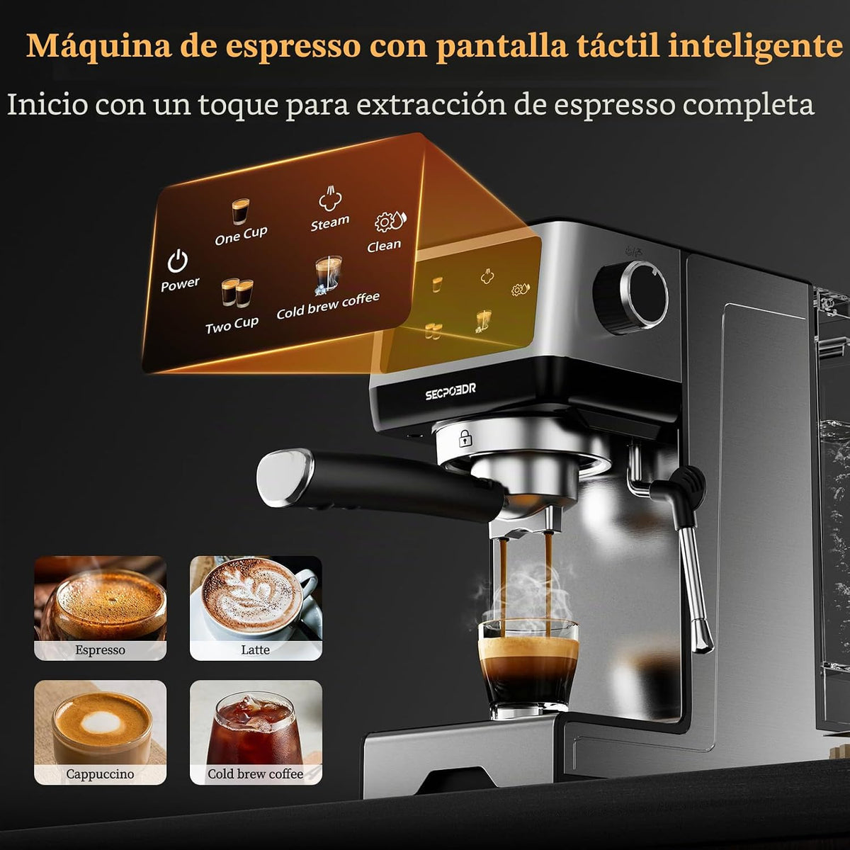 Máquina de café expreso de 20 barras con espumador de leche