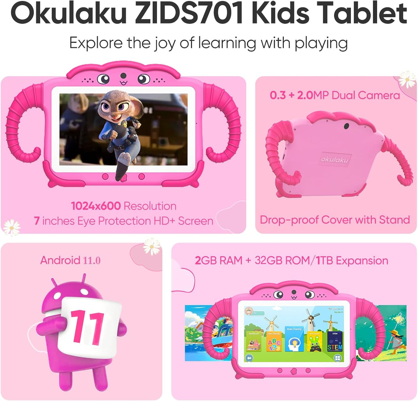 Tablet para niños de 7 pulgadas, tabletas para niños pequeños con e...