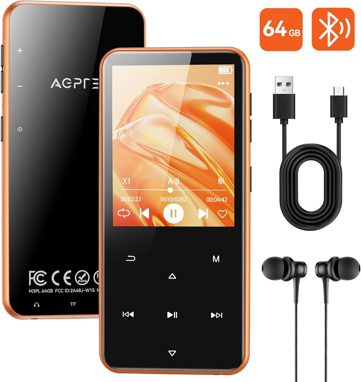 AGPTEK Reproductor MP3 de 64 GB con Bluetooth, reproductor de músic...