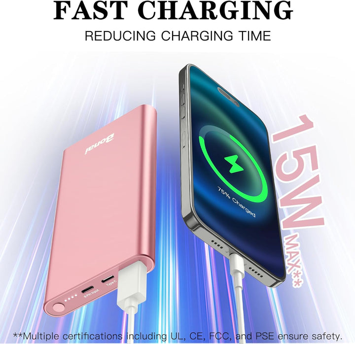 BONAI Cargador portátil de 12,000 mAh, 5 V\/3 A, carga rápida, puer...