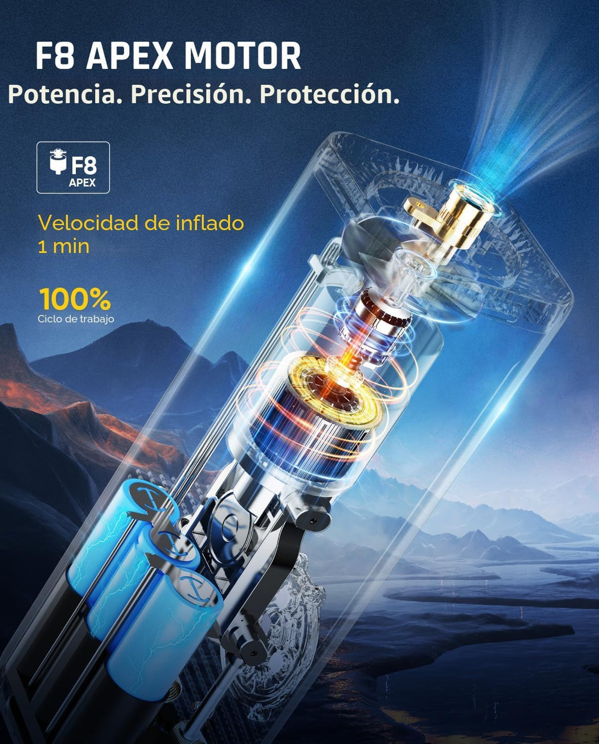 Fanttik Compresor de aire portátil X8 APEX, inflado rápido de 1 min...