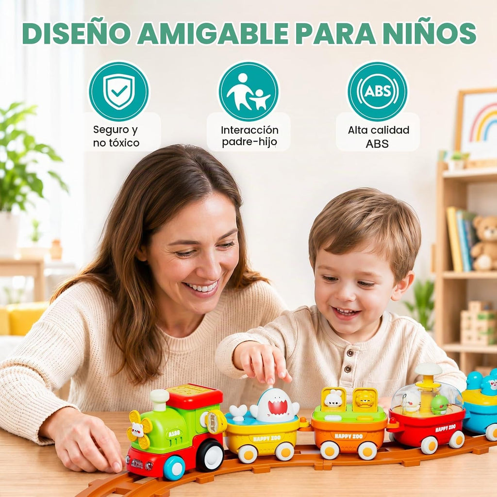 Juego de tren para niños pequeños, tren de animales para niños
