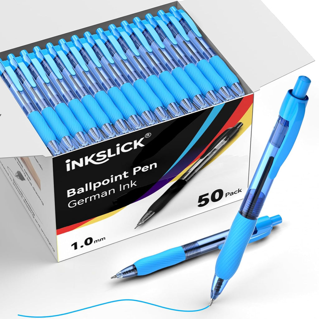 Paquete de 50 bolígrafos de tinta azul con agarre suave