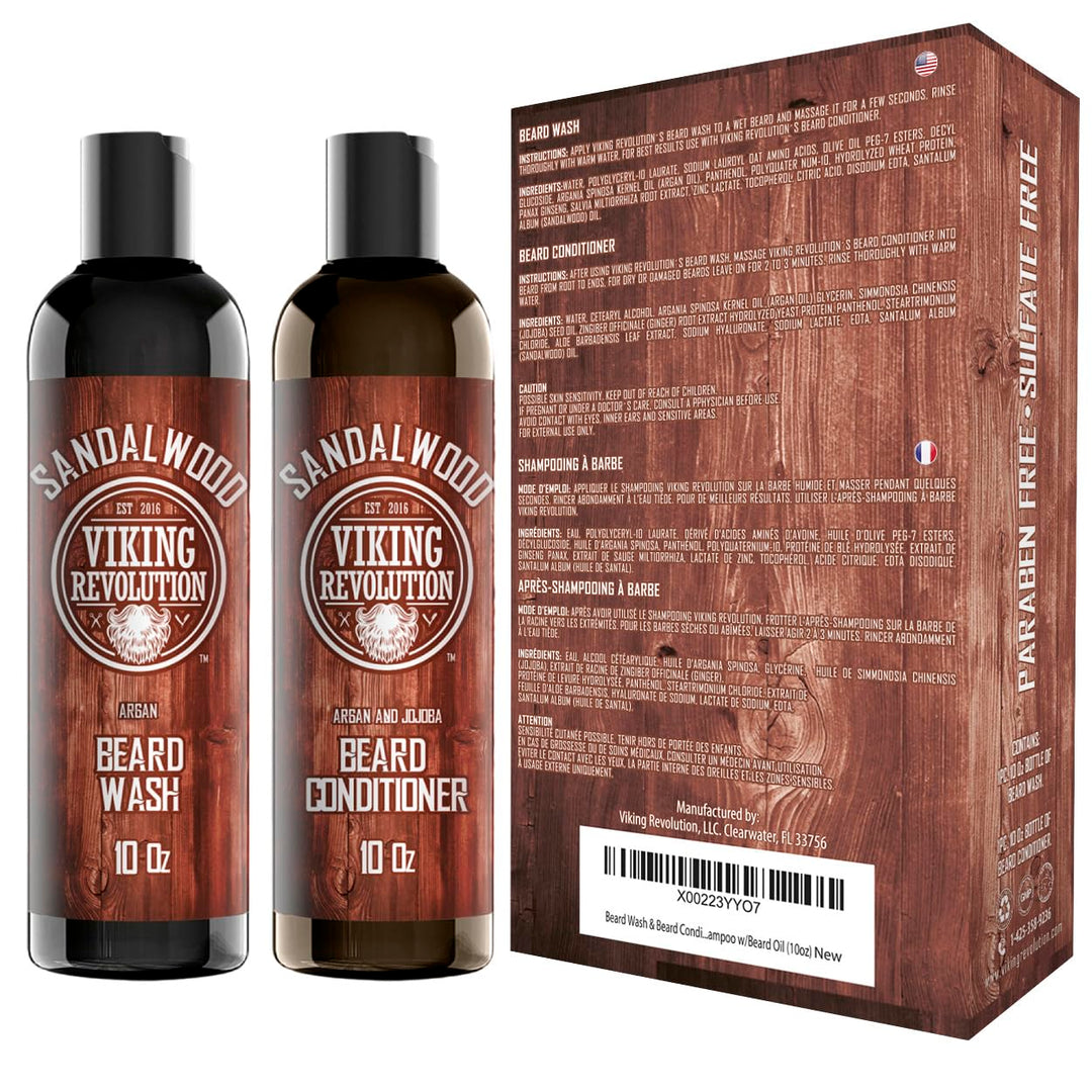 Juego de acondicionador para barba y lavado de barba con aceites de...