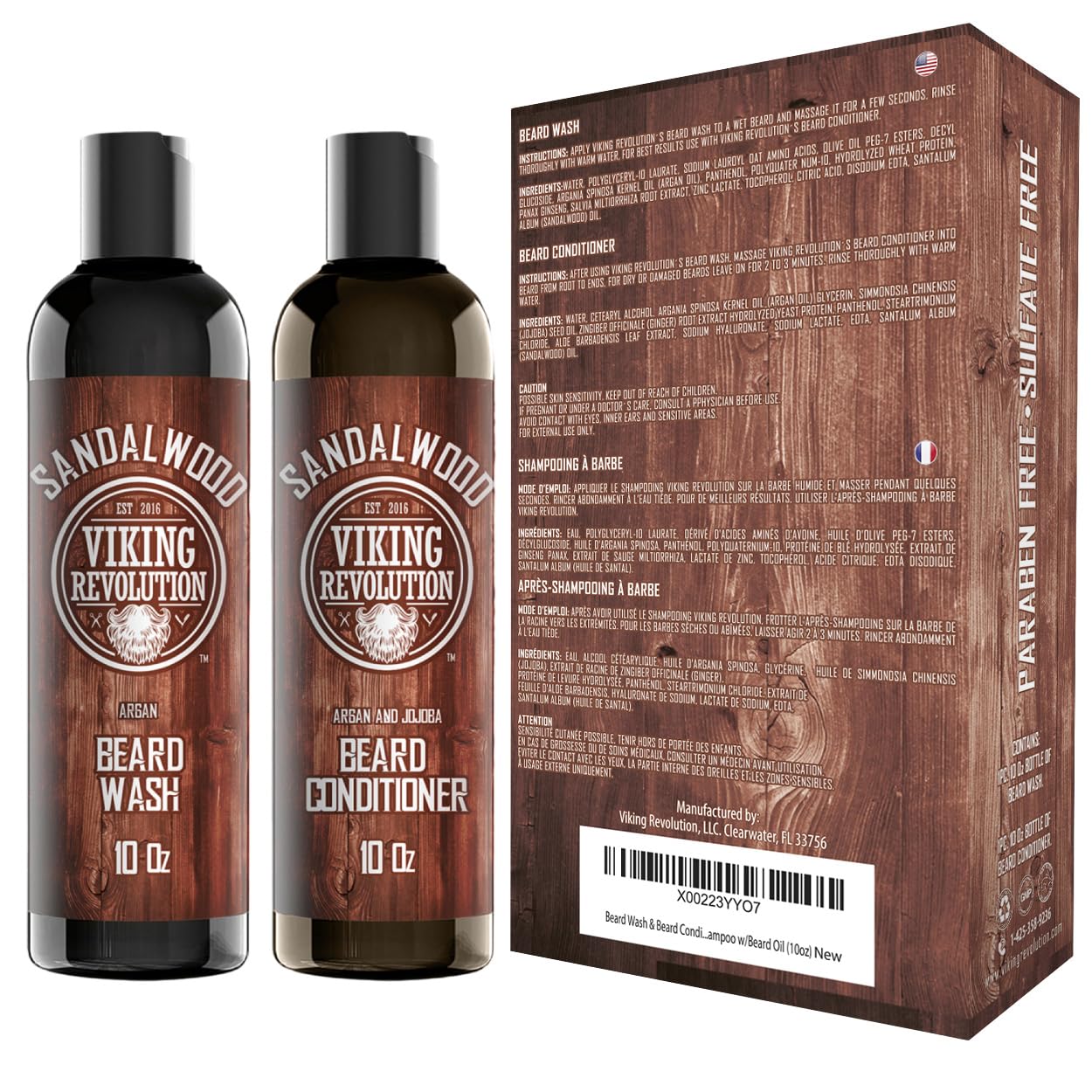 Juego de acondicionador para barba y lavado de barba con aceites de...