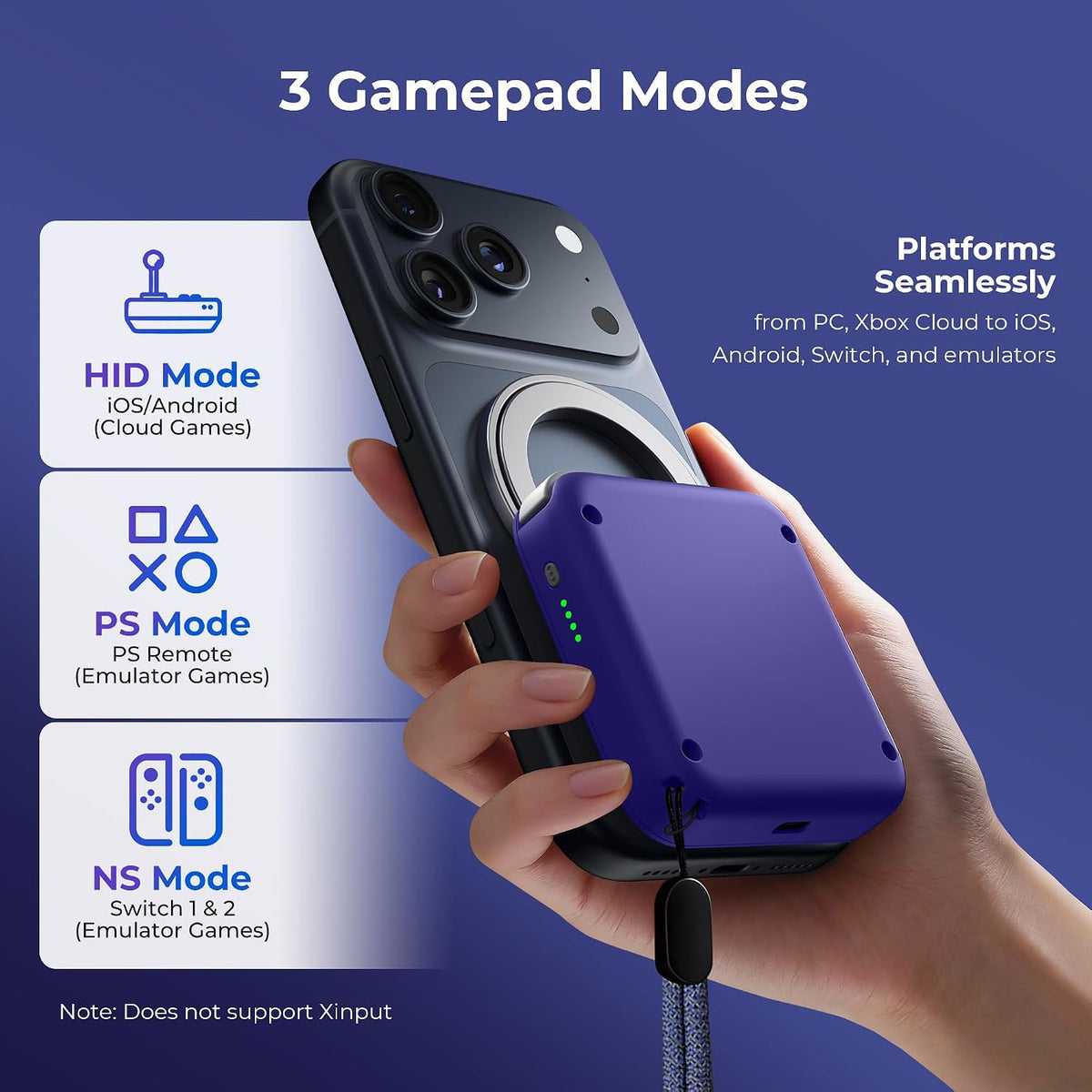 abxylute M4 - Controlador móvil para juegos a presión para Android y iPhone, Switch 1 y 2, controlador Bluetooth portátil, soporte retro de bolsillo para teléfono Arcade, doble joystick Turbo Pro