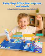 TEKFUN Juego de libros de bolígrafo que habla de palabras musicales, libros de sonido interactivos, juguetes educativos de aprendizaje, terapia de autismo educativa temprana, cumpleaños para niños pequeños de 1, 2, 3, 4, 5