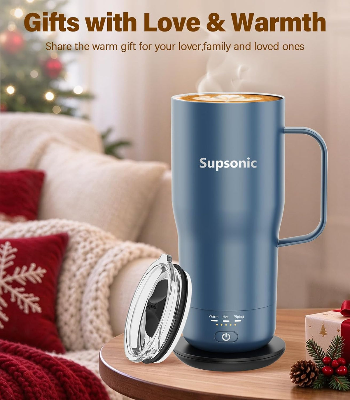 Supsonic Taza de café calentada, taza eléctrica de control de temperatura
