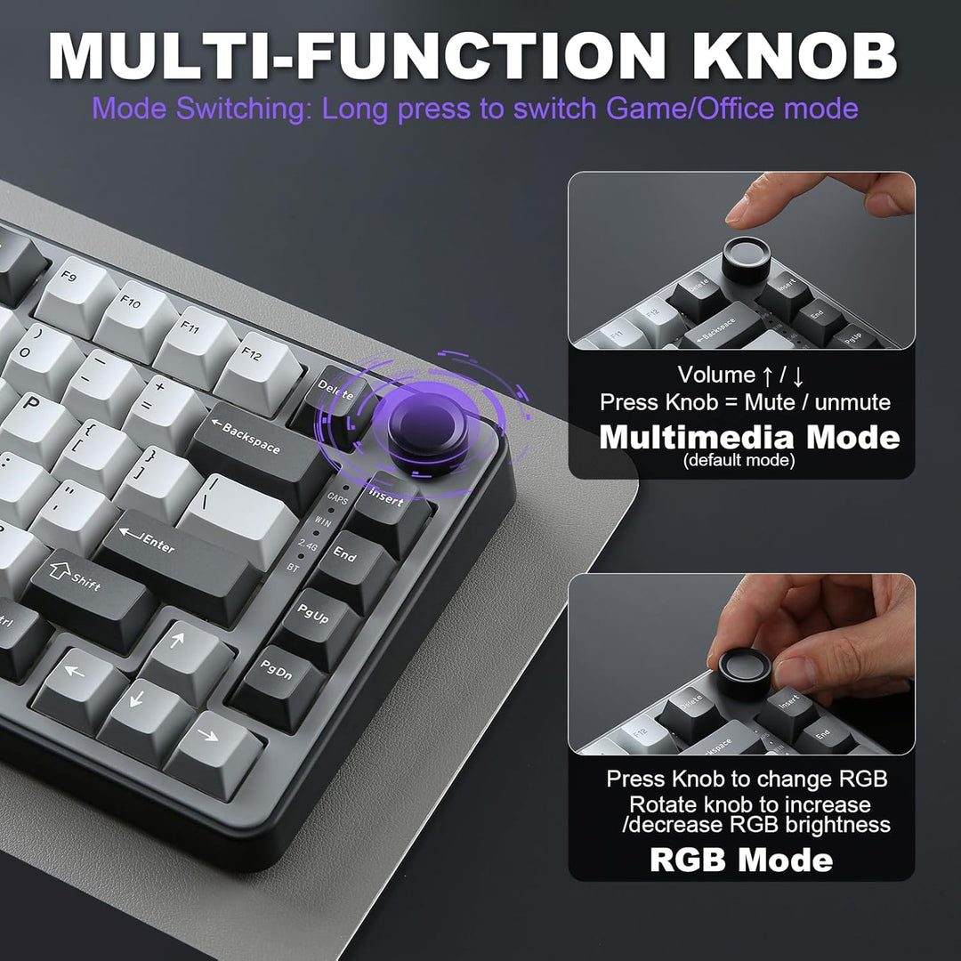 YUNZII B75 PRO Teclado mecánico inalámbrico, diseño 75% con perilla...