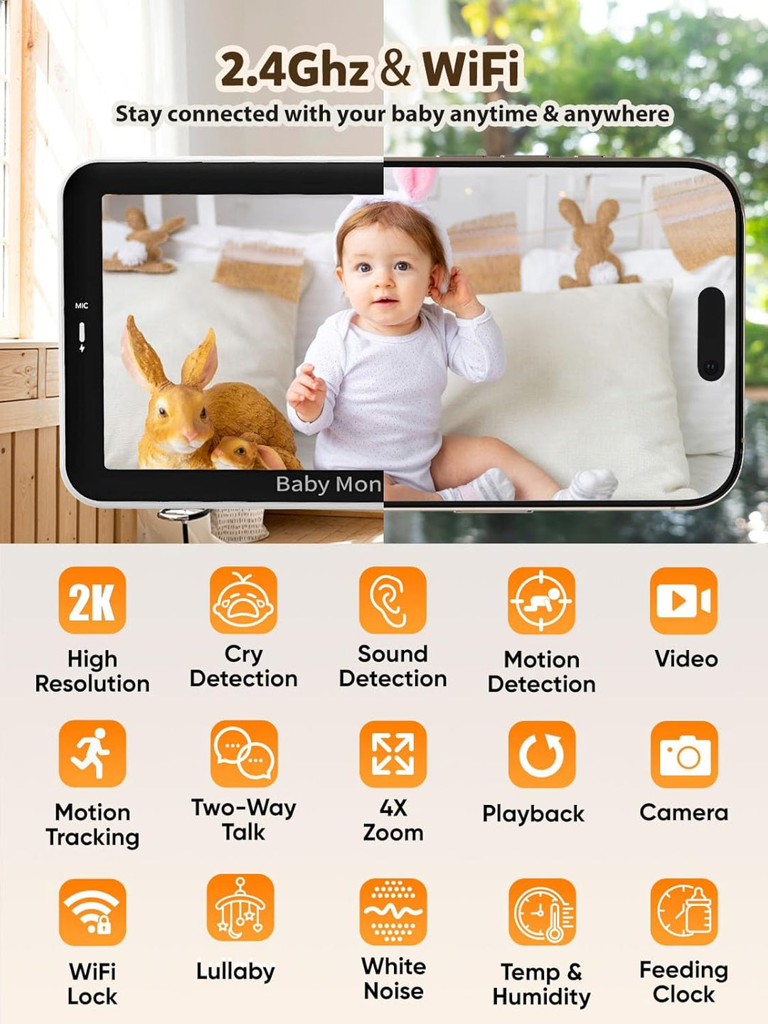 iFamily Monitor de bebé WiFi con aplicación \u2013 Monitor de bebé...