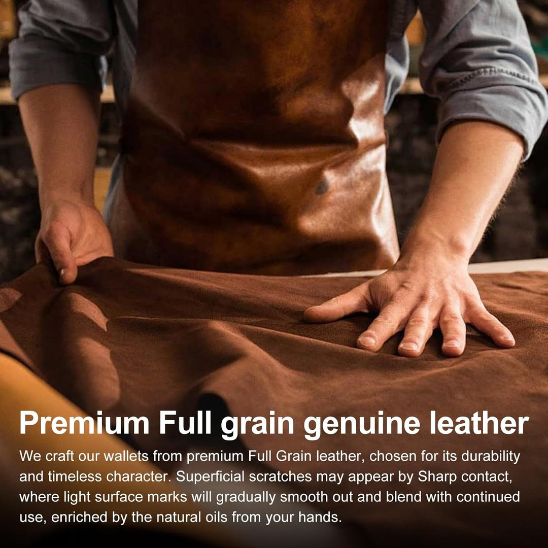 furid Cartera de cuero genuino para hombre: carteras minimalistas R...