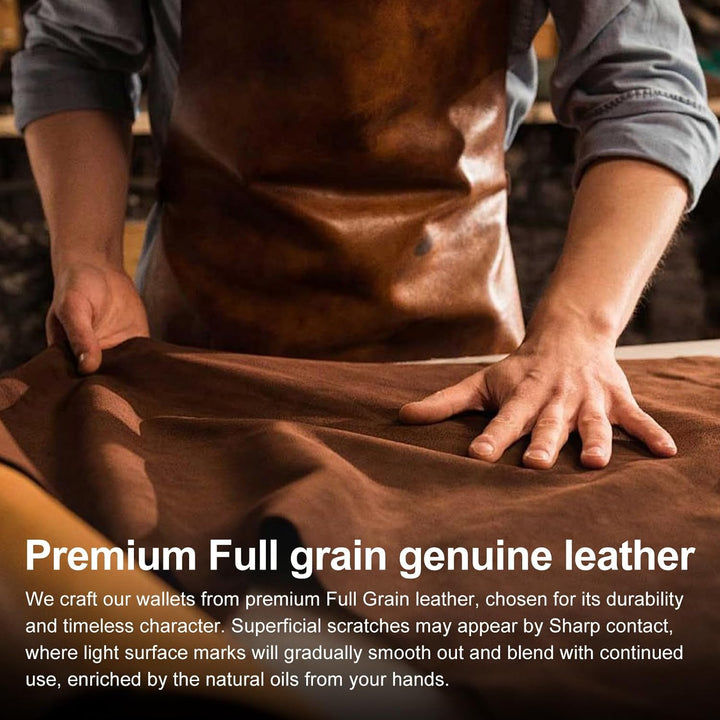 furid Cartera de cuero genuino para hombre: carteras minimalistas R...