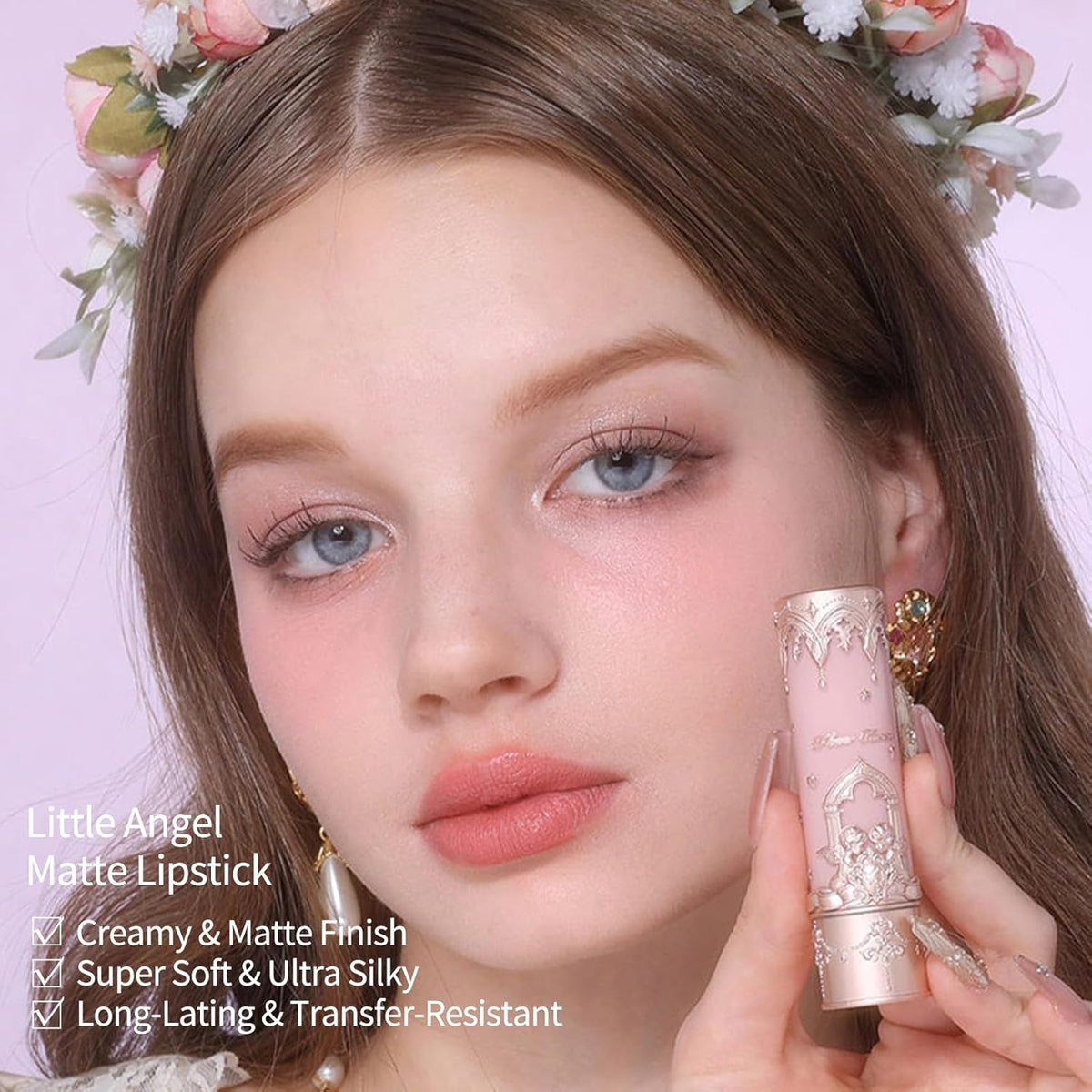 Flower Knows Little Angel - Juego de pintalabios mate y rubor crema...