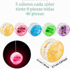 Paquete de 40 bolas de respuesta con luz LED, nivel principiante, bola colorida de rodamiento de yoyó para rellenos de bolsas de regalos, regalos de fiesta de cumpleaños, premios en el aula
