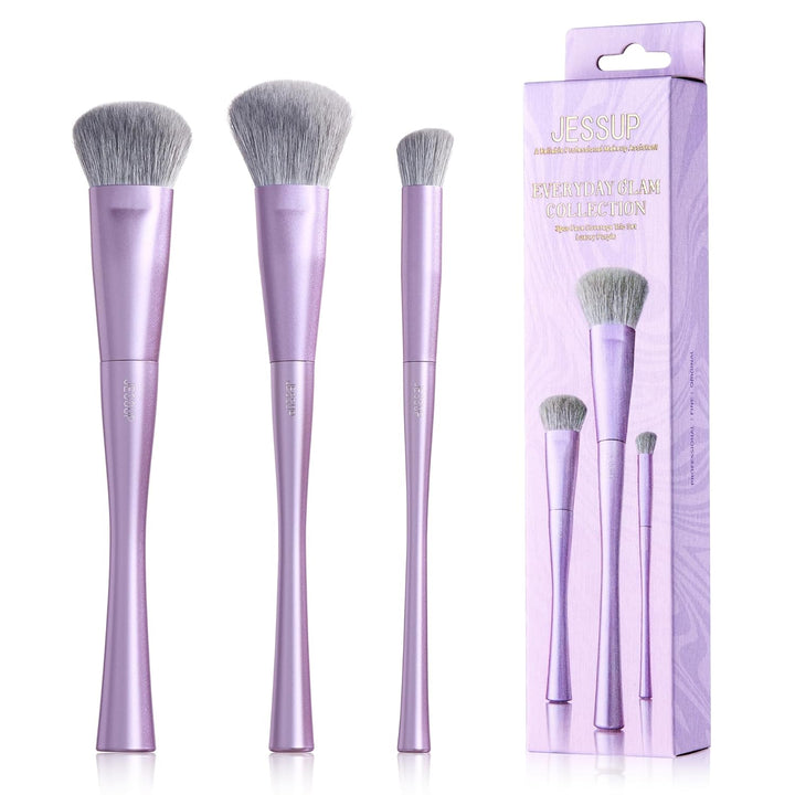 Jessup Juego de 3 brochas de maquillaje facial, brochas de maquilla...