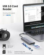 LENTION Hub USB-C con HDMI 4K, 3 USB 3.0, lector de tarjetas SD/Micro SD 3.0, compatible con MacBook Pro/Air, Mac Air/Surface, Chromebook, iPhone 15 o más, adaptador de controlador estable (gris