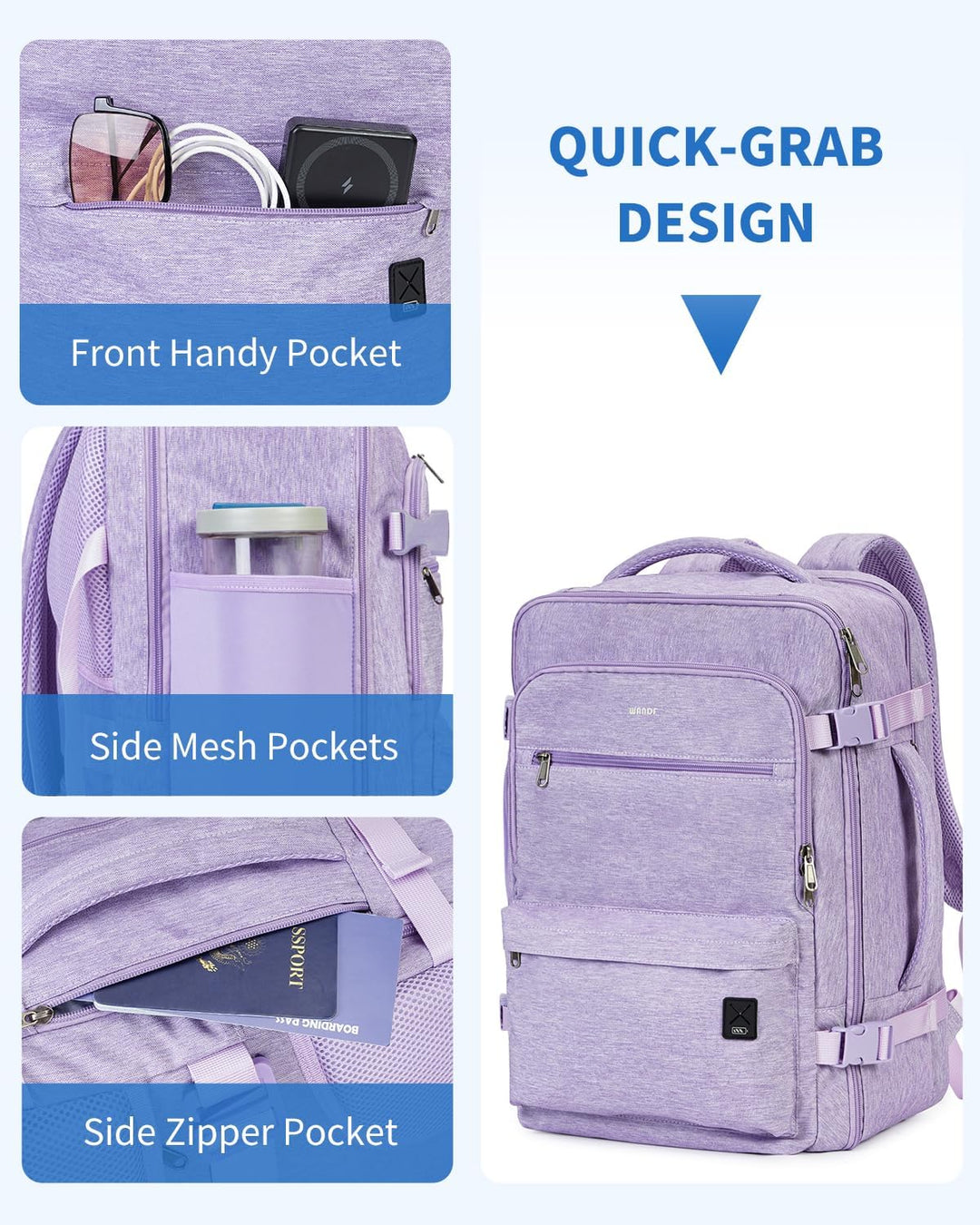 WANDF Mochila de viaje para Spirit Airlines bolsa de artículos pers...