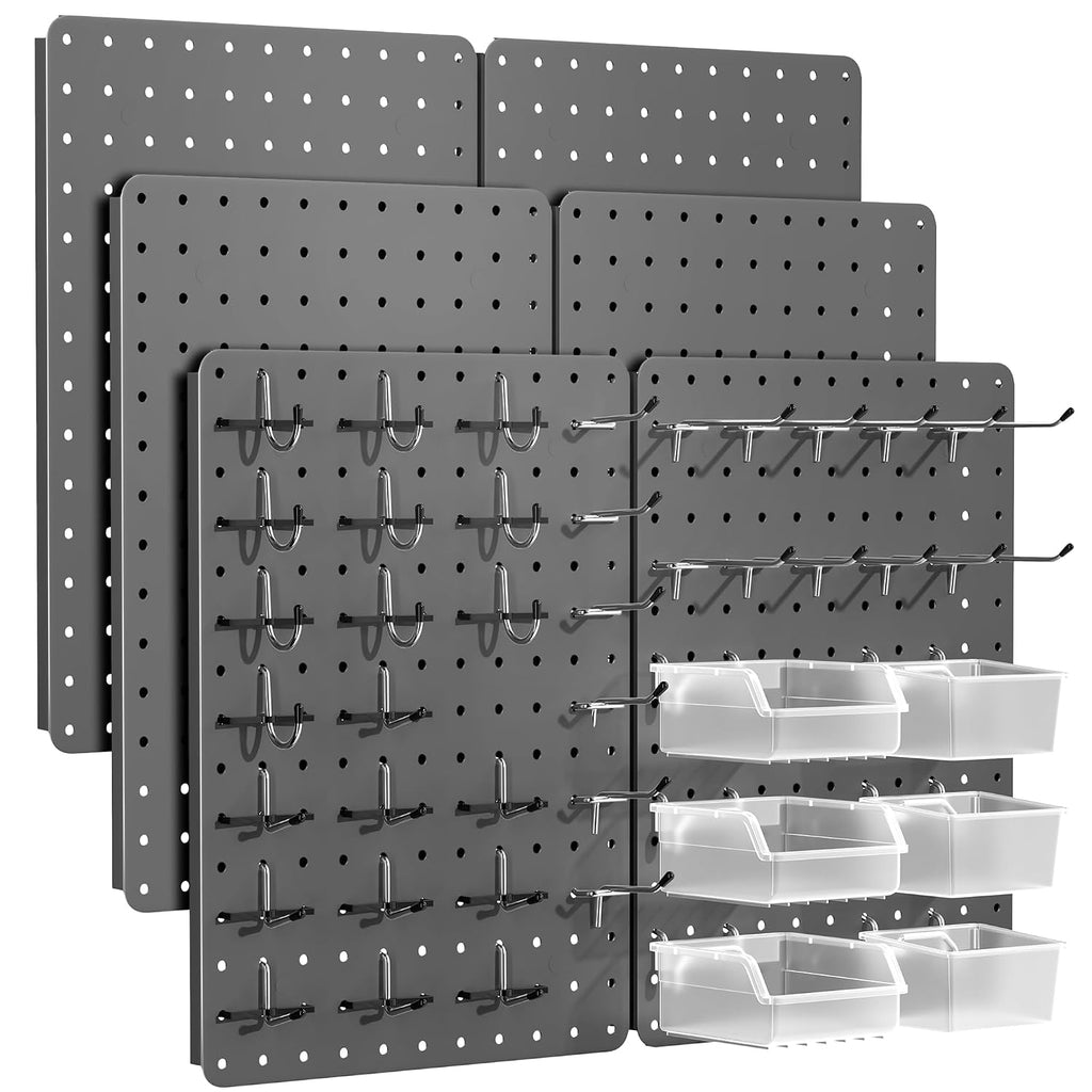 Kit organizador de tablero perforado, paquete de 6 paneles de metal de